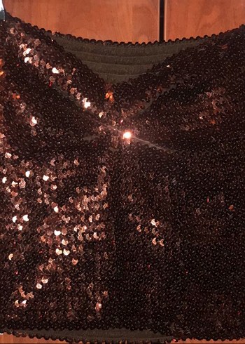 Kahverengi Payetli Kadın büstier - Görsel 3