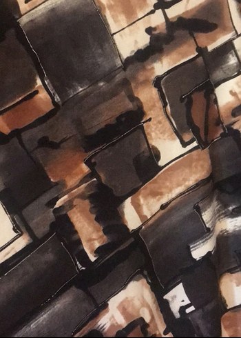 Uzun Kollu Kahverengi Desenli geniş elbise - Görsel 3