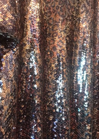 Bej Parlak Payetli Uzun Abiye Elbise - Görsel 5