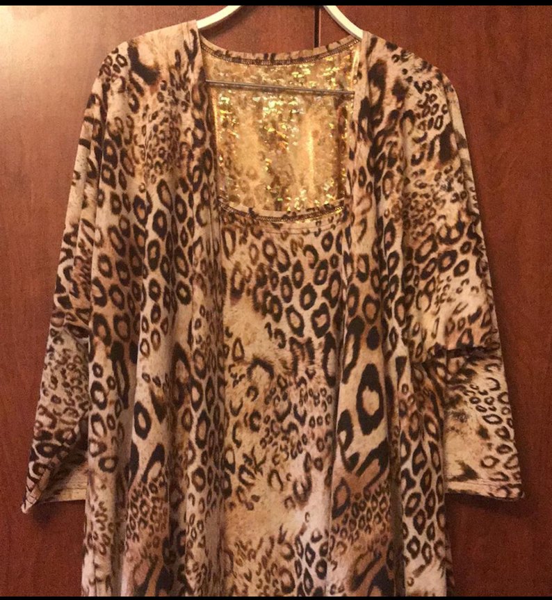 Kadın Uzun Kahverengi leopar desenli ikili takım - Görsel 3