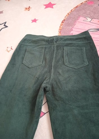 Kız Çocuk Yeşil Kadife Tayt - Görsel 3