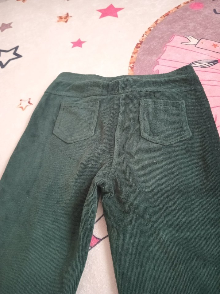 Kız Çocuk Yeşil Kadife Tayt - Görsel 3