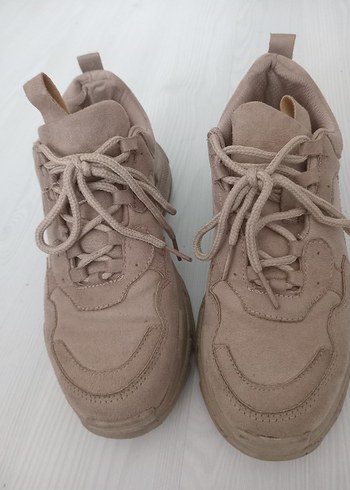 Diğer Bej Süet Kadın Sneakers Stiletto Topuklu