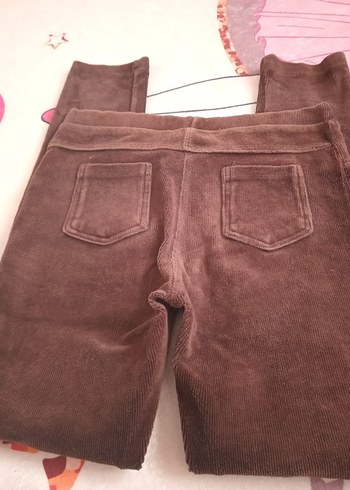 Kız Çocuk Kahverengi Kadife Tayt - Görsel 3