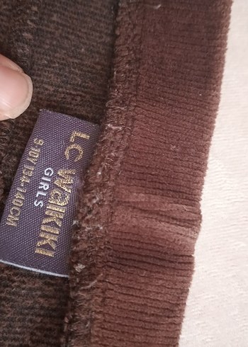 Kız Çocuk Kahverengi Kadife Tayt - Görsel 2