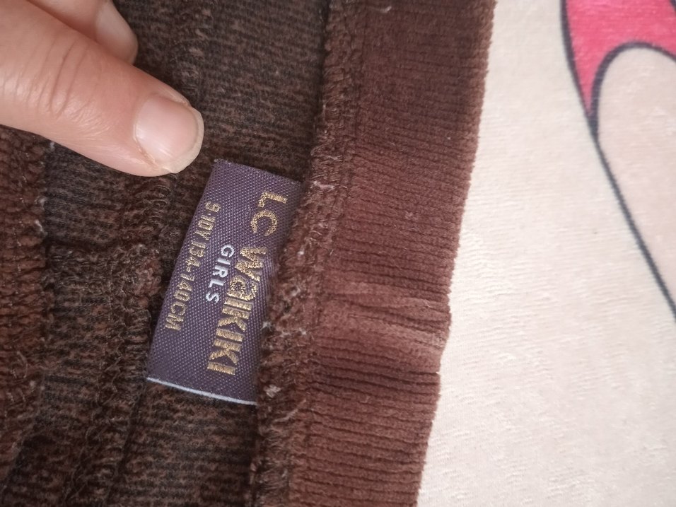 Kız Çocuk Kahverengi Kadife Tayt - Görsel 2