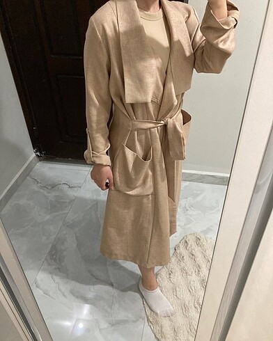 40 Beden camel Renk Trenchcoat