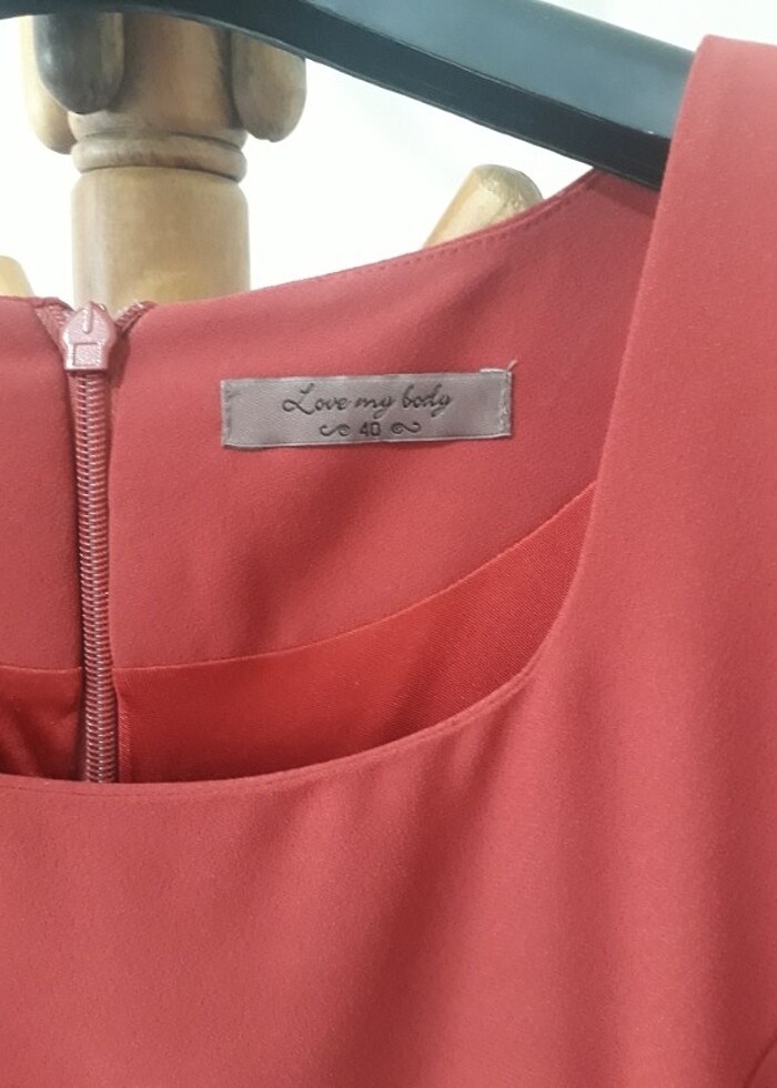 Kiremit rengi kadın elbisesi - Görsel 4