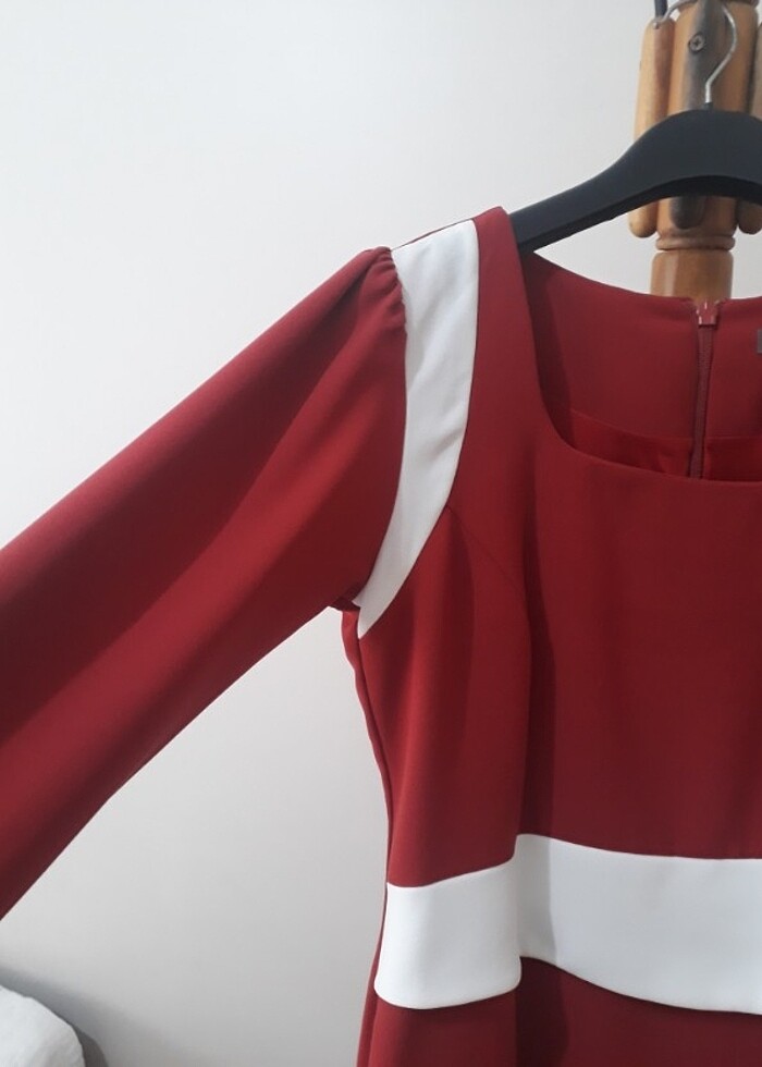 Kiremit rengi kadın elbisesi - Görsel 5