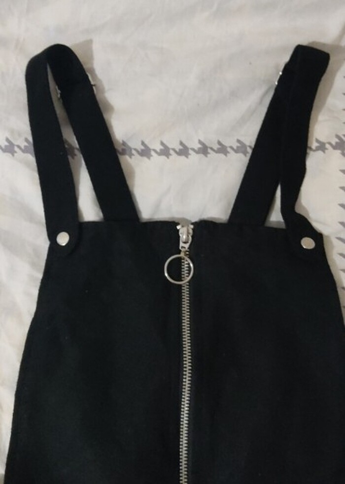 Siyah süet salopet etek - Görsel 2