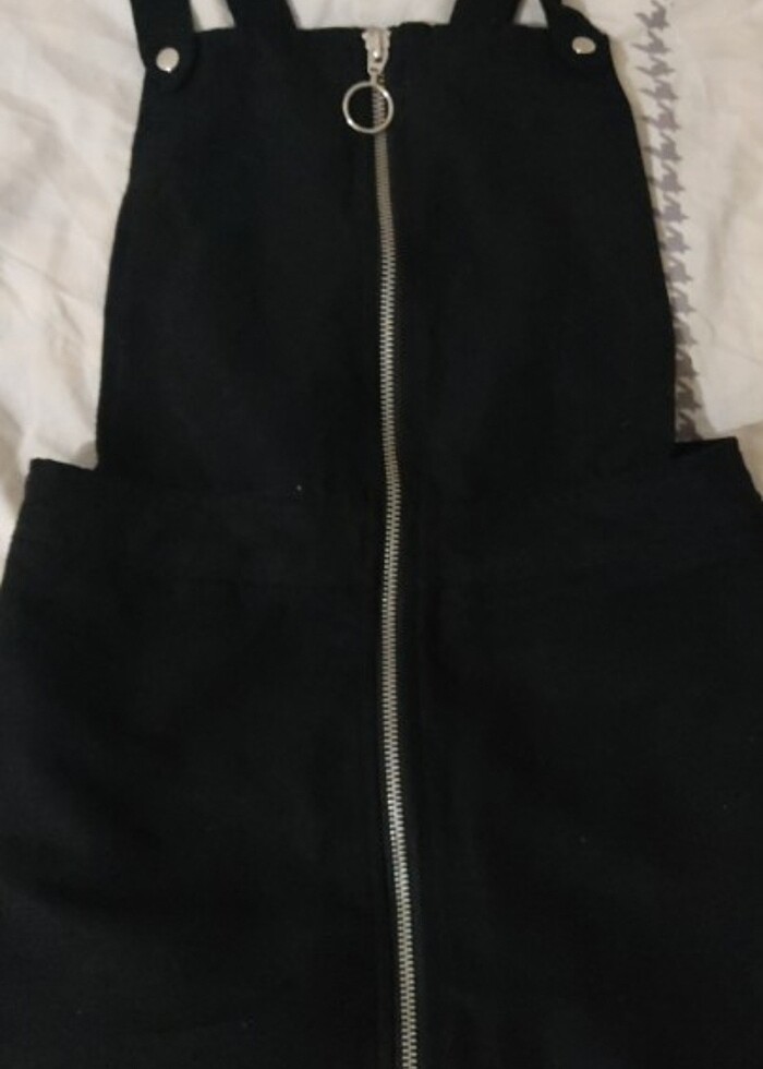 Siyah süet salopet etek - Görsel 3