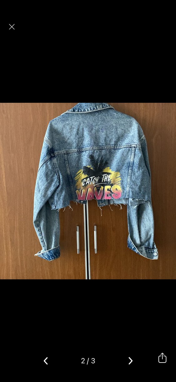 Kadın mavi Denim Ceket - Görsel 3