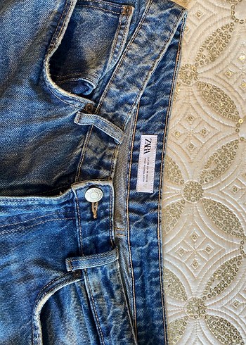 ZARA Yüksek Bel Mavi Denim Kadın Jean - Görsel 5