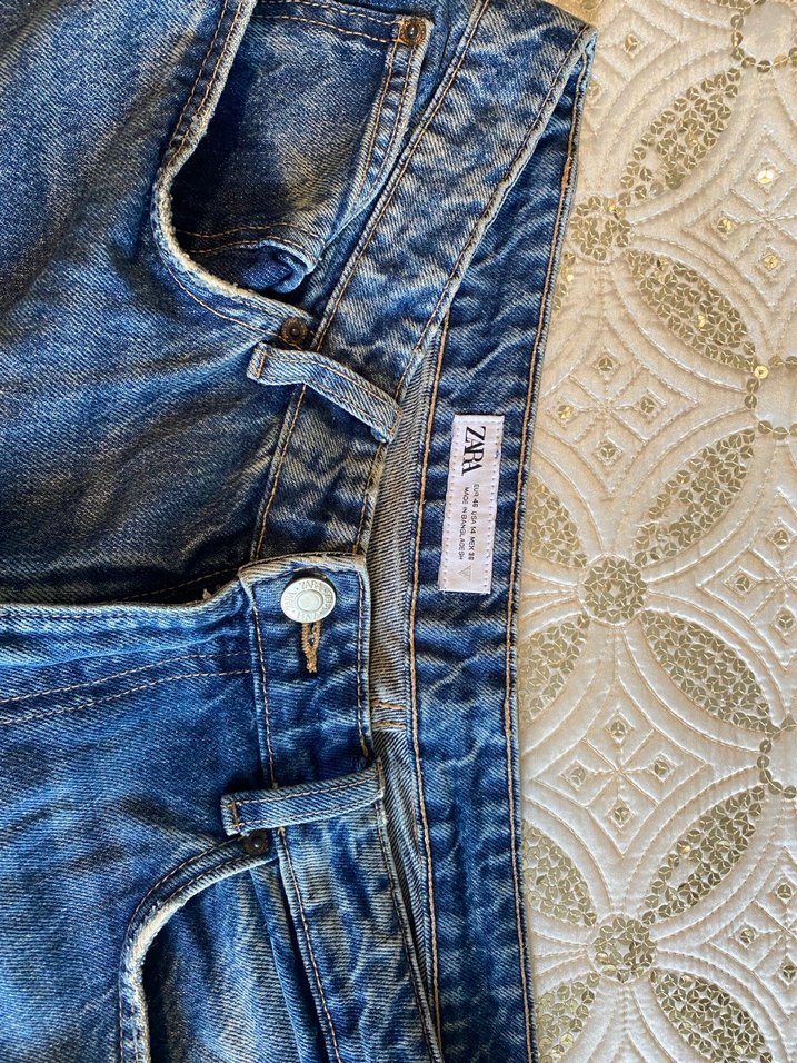 ZARA Yüksek Bel Mavi Denim Kadın Jean - Görsel 5
