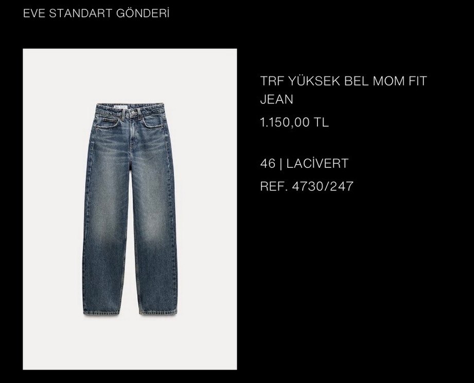 ZARA Yüksek Bel Mavi Denim Kadın Jean - Görsel 2