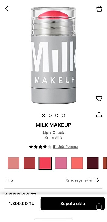 Milk makeup lip+cheek allık flip