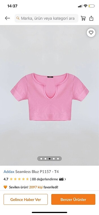 Addax addax seamless crop pembe bluz