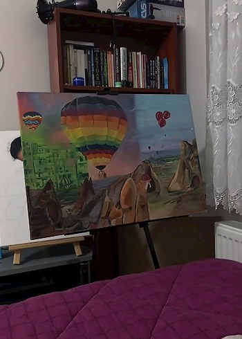 Sıcak Hava Balonu ve Doğa Temalı Tablo