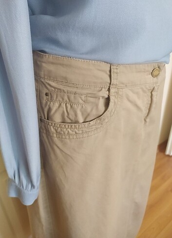 42 Beden camel Renk Bej rengi kanvas uzun etek 42 beden LC Waikiki