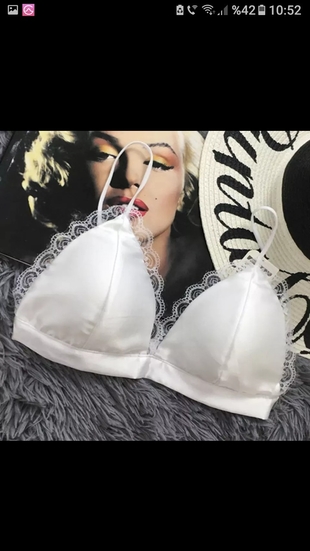 beyaz saten bralet