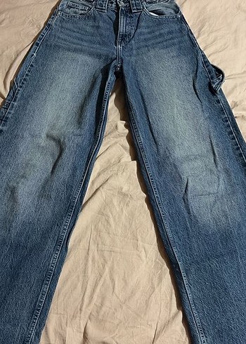 Bershka Mavi Yikamali Genis Paca Denim Jean