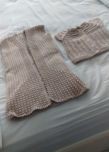 s Beden el örgüsü yelek ve bebek yeleği takim