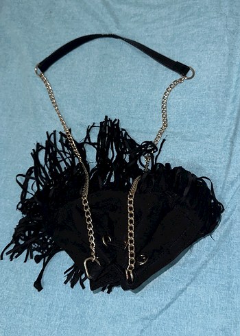 Siyah Püsküllü Süet Kadın Çanta - Görsel 3