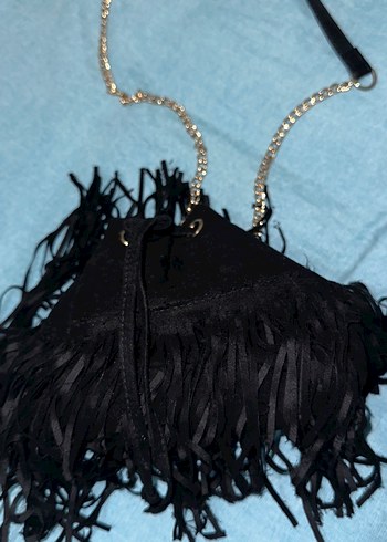 Siyah Püsküllü Süet Kadın Çanta - Görsel 4