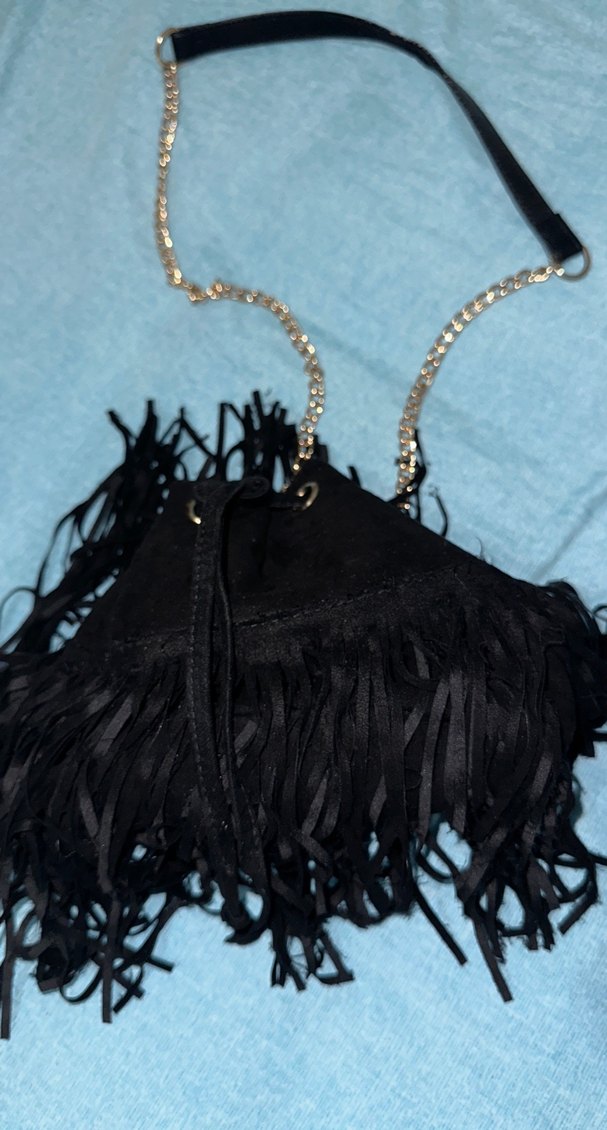 Siyah Püsküllü Süet Kadın Çanta - Görsel 4