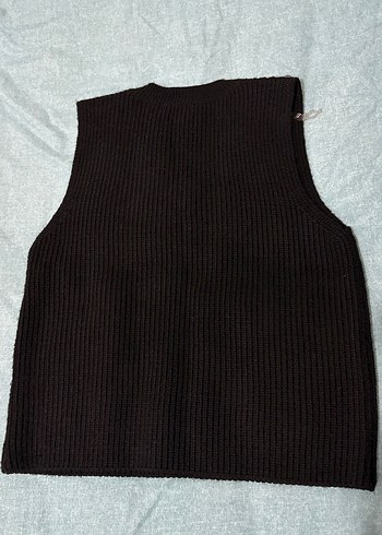 Siyah V Yaka Örgü Kadın Süveter - Görsel 3