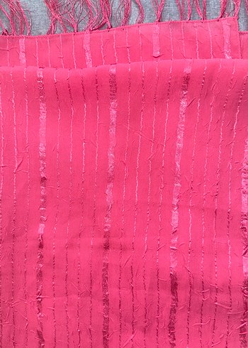 Püsküllü Parlak Pembe Kadın Şal - Görsel 4