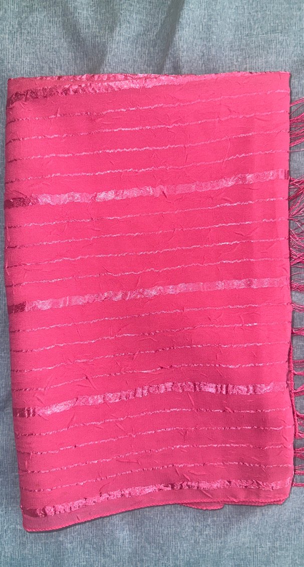 Püsküllü Parlak Pembe Kadın Şal - Görsel 5