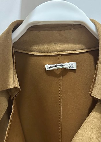 Stradivarius Kadın Süet Uzun Trençkot - Görsel 5