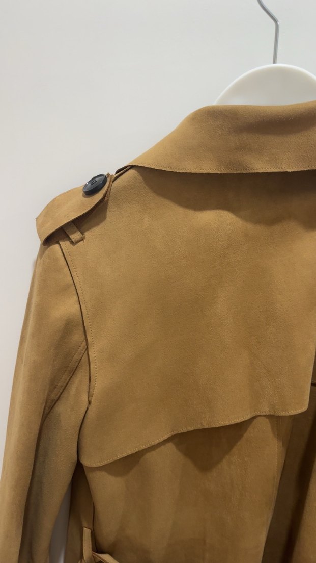 Stradivarius Kadın Süet Uzun Trençkot - Görsel 3