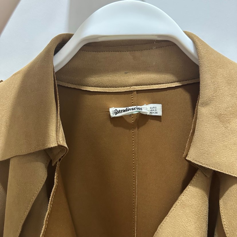 Stradivarius Kadın Süet Uzun Trençkot - Görsel 5