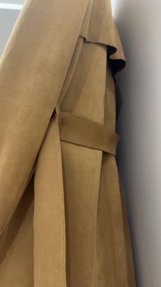 Stradivarius Kadın Süet Uzun Trençkot - Görsel 4