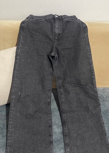 Gri Bol Kesim  Denim Kadın Pantolon - Görsel 2