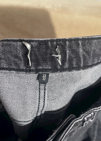 Gri Bol Kesim  Denim Kadın Pantolon - Görsel 3