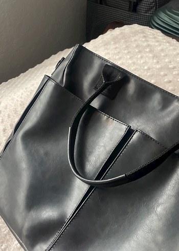 Fermuarlı Siyah Deri Minimalist Kadın Çanta - Görsel 3