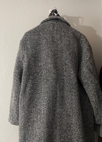 Gri Midi Düğmeli Kadın Yün Kaban - Görsel 4