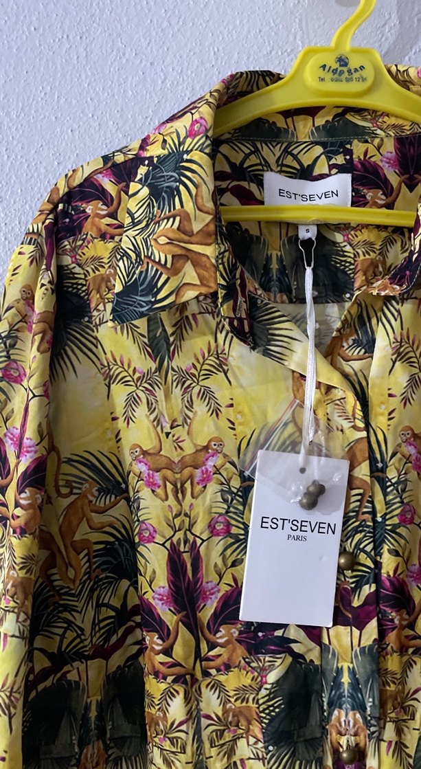 Sarı Bohem Uzun Kollu Elbise - Görsel 3