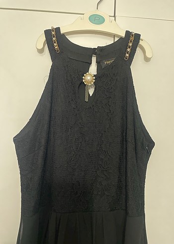 Siyah Uzun V Yakalı Gotik Kadın Elbise - Görsel 3