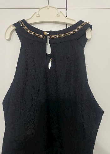 Siyah Uzun V Yakalı Gotik Kadın Elbise - Görsel 4