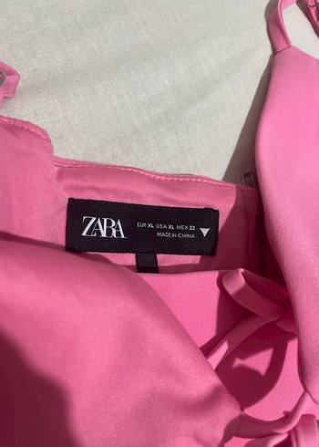 Zara Pembe V Yaka Mini İnce Askılı Üst