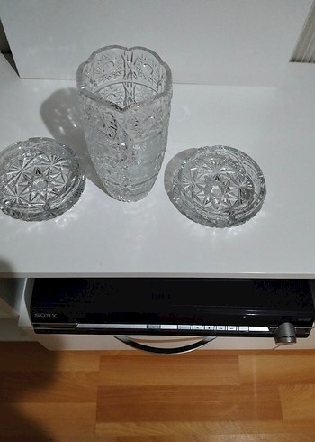 Paşabahçe Beyaz Gri Desenli Kristal Vazo