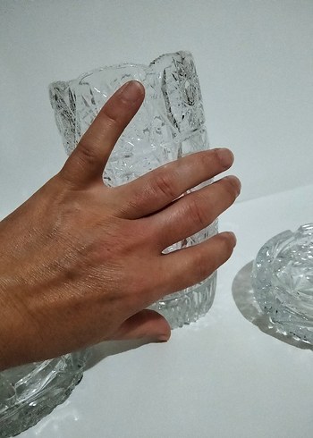 Beden Beyaz Gri Desenli Kristal Vazo