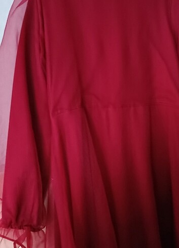 Zara Bordo tül abiye elbise