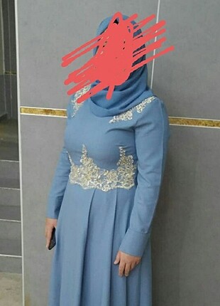 Bebe mavisi tesettür abiye