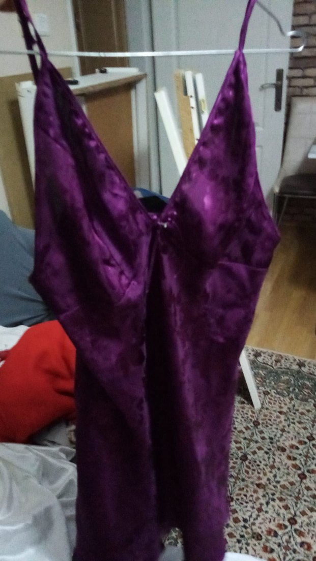 Parlak Mor Bağlamalı Uzun Kadın Sabahlık - Görsel 2