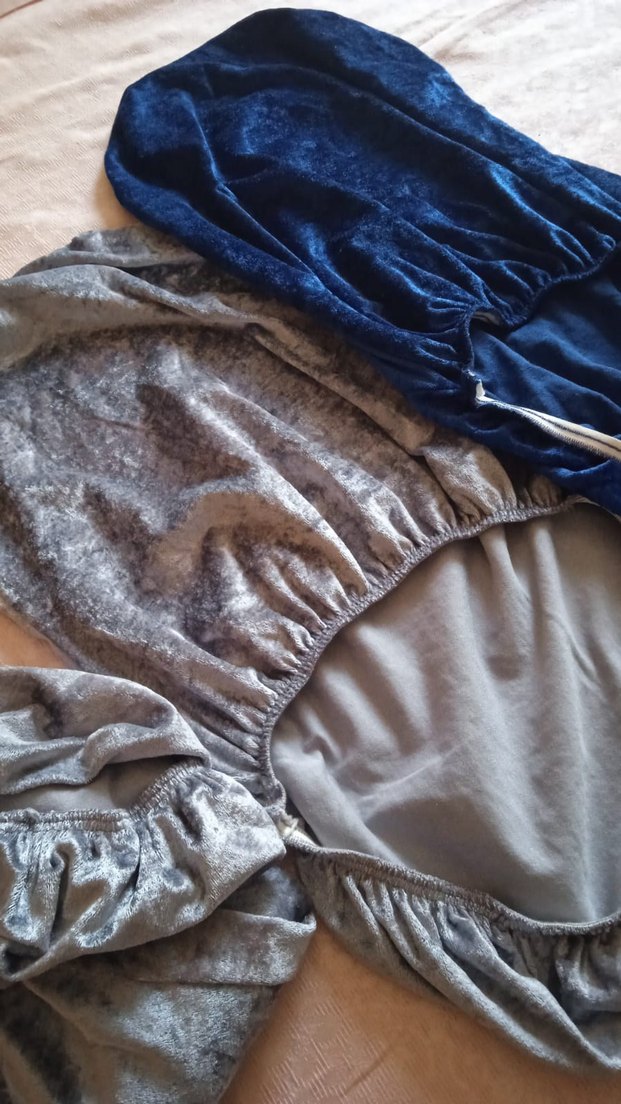 Gri ve Lacivert Düz Lastikli sandalye Kılıfları 6 adet - Görsel 2